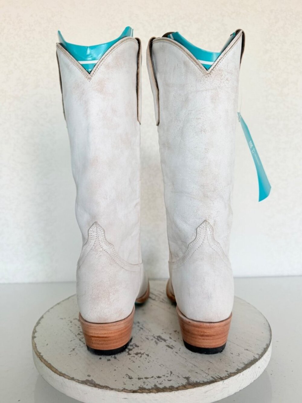 Lane EMMA JANE White Cowboy Boots Womens 8 Western Leather Mid Calf Snip Toe - Picture 3 of 11